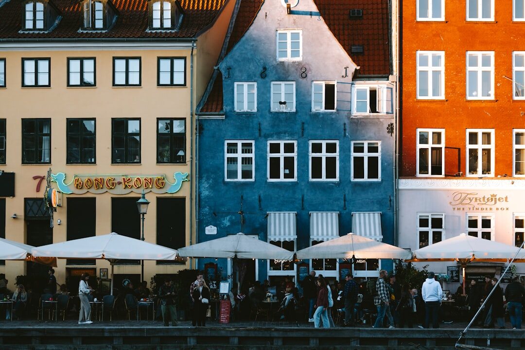 Outdoor market stalls in a small Danish town